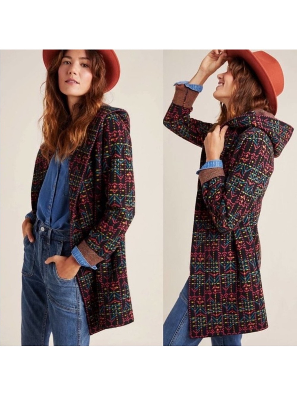 Anthropologie Field Flower Kerry Multicolor wool coat
